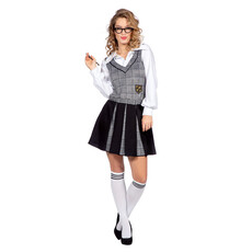 Schoolmeisje Outfit Grijs Zwart Dames
