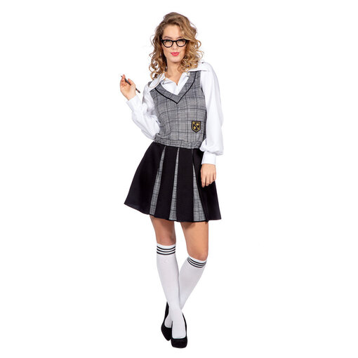 Schoolmeisje Outfit Grijs Zwart Dames