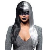 Pruik Evil Temptress Zwart/Wit