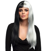 Pruik Evil Temptress Zwart/Wit