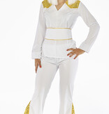 Disco Kostuum Wit Met Goud Dames