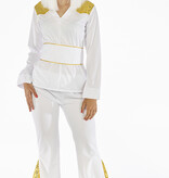 Disco Kostuum Wit Met Goud Dames