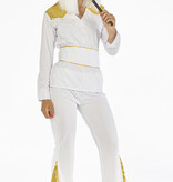 Disco Kostuum Wit Met Goud Dames