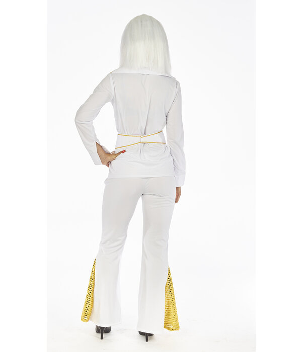 Disco Kostuum Wit Met Goud Dames