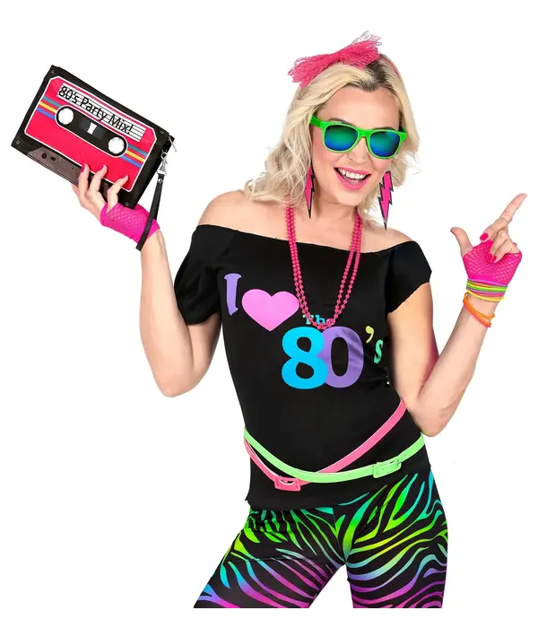 T-Shirt Dames I Love 80's Zwart Fashion
