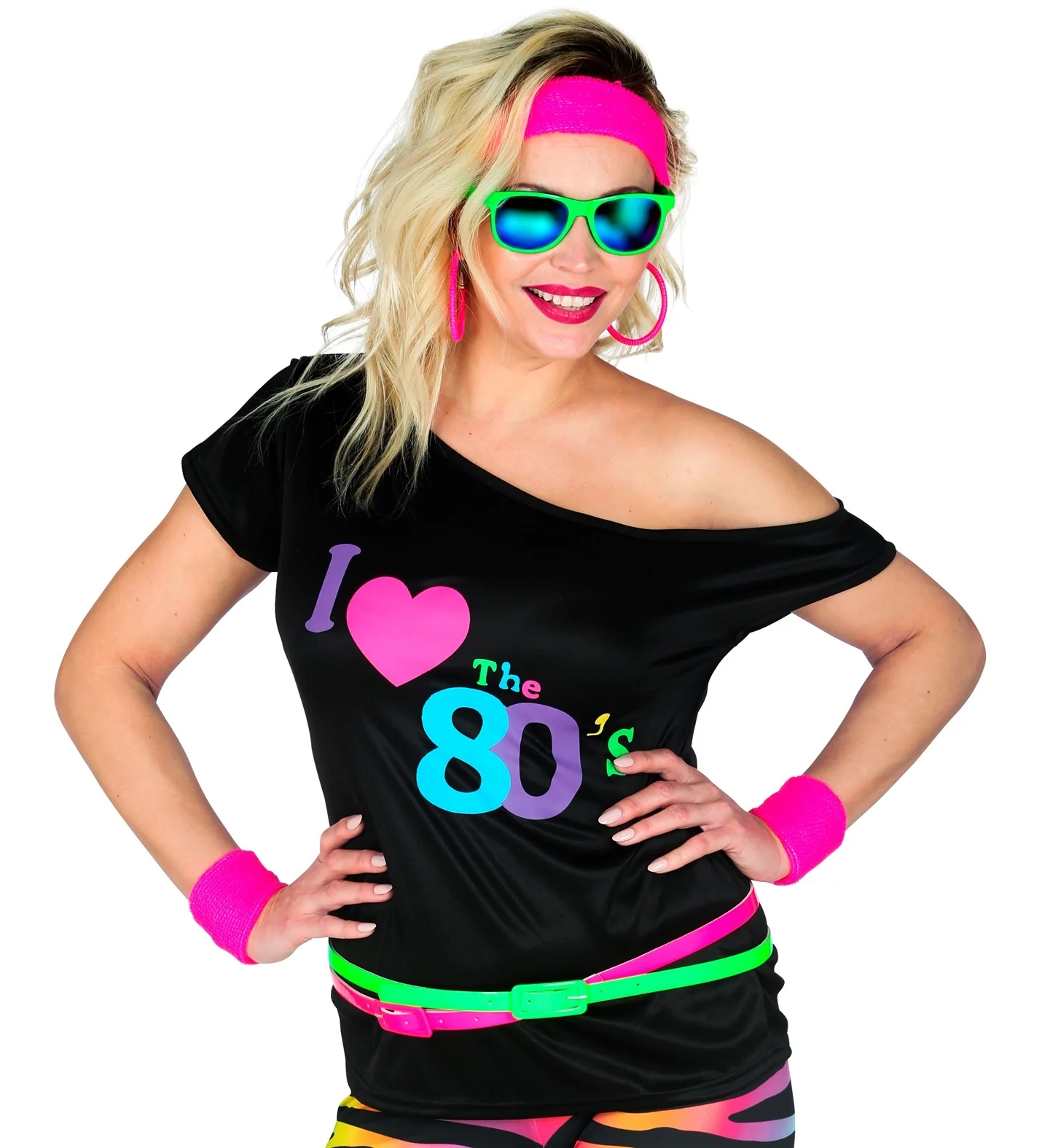 T-Shirt Dames I Love 80's Zwart Fashion