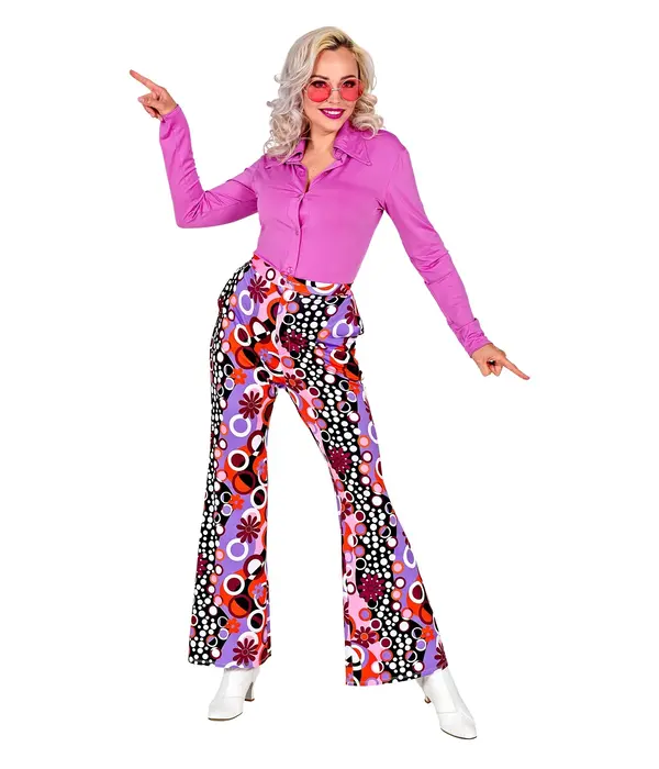 Flared Broek Paars 70's Groovy Dames