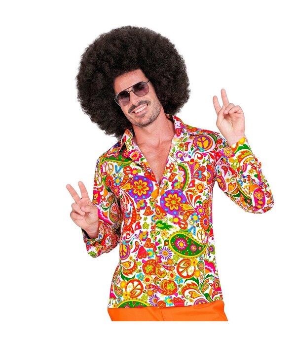 60's Blouse Heren Peace & Paisley Oranje