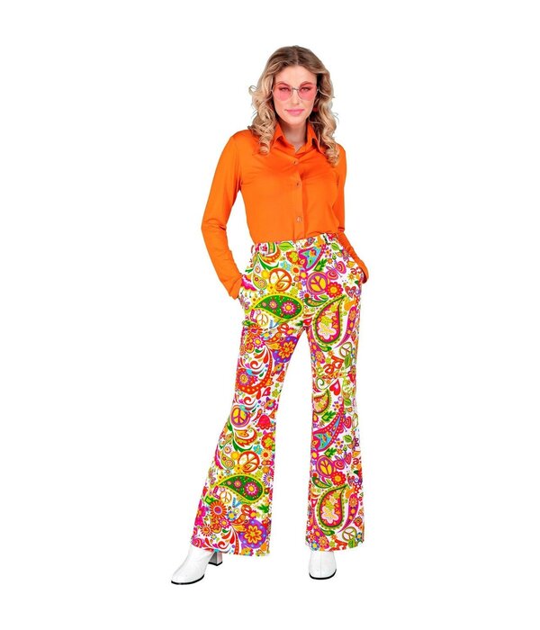 Flared Broek 60's Peace & Paisley Dames