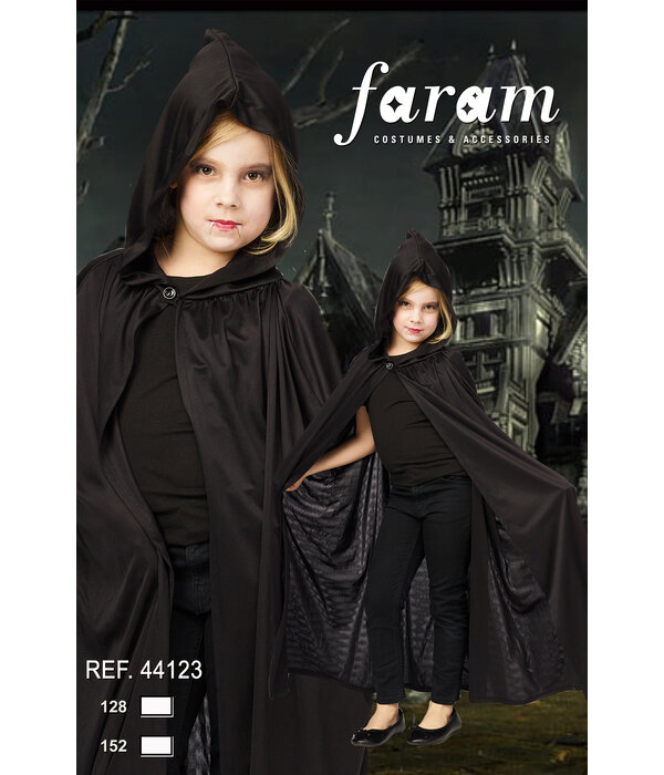 Zwarte Cape Kind met Capuchon