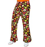 Flared Broek 60's Bloemen Zwart Heren