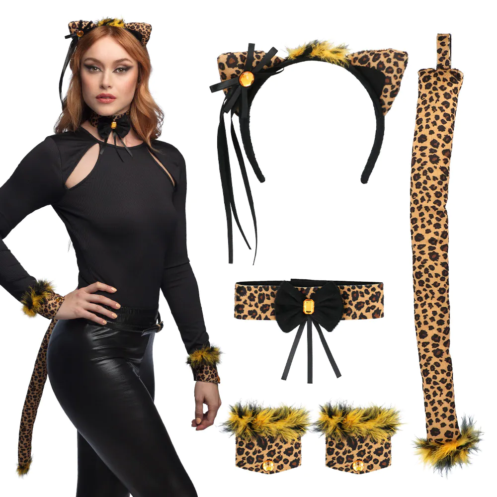 Set Cute Leopard Brown Dames afbeelding