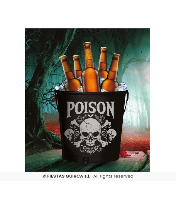 Metalen Emmertje Halloween Poison Doodskop (19x23cm)