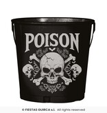 Metalen Emmertje Halloween Poison Doodskop (19x23cm)