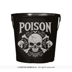 Metalen Emmertje Halloween Poison Doodskop (19x23cm)