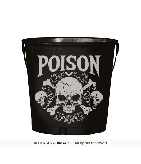 Metalen Emmertje Halloween Poison Doodskop (19x23cm)