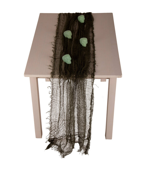 Table Runner Happy Halloween met 4 Skulls (75x180cm)
