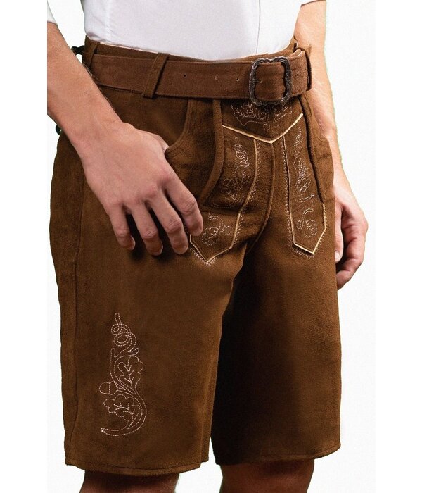 Lederhose Brixental Kastanje Bruin Kort (100% Leder)