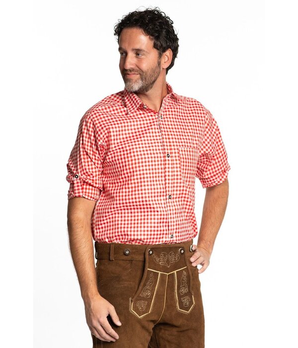 Trachtenhemd Lange Mouw Rood Geblokt Tirol