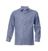 Trachtenhemd Lange Mouw Blauw Geblokt Tirol