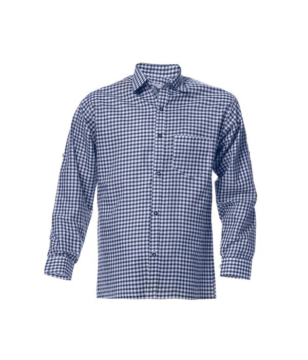 Trachtenhemd Lange Mouw Blauw Geblokt Tirol