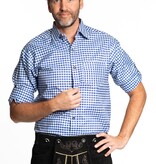 Trachtenhemd Lange Mouw Blauw Geblokt Tirol