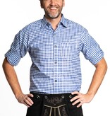 Trachtenhemd Lange Mouw Blauw Geblokt Tirol