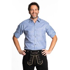 Trachtenhemd Lange Mouw Blauw Geblokt Tirol