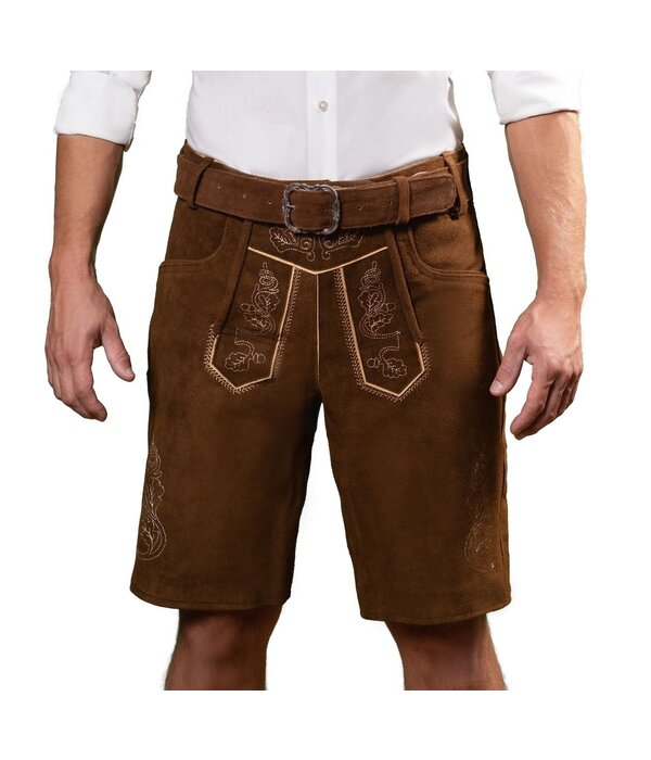 Lederhose Brixental Kastanje Bruin Kort (100% Leder)