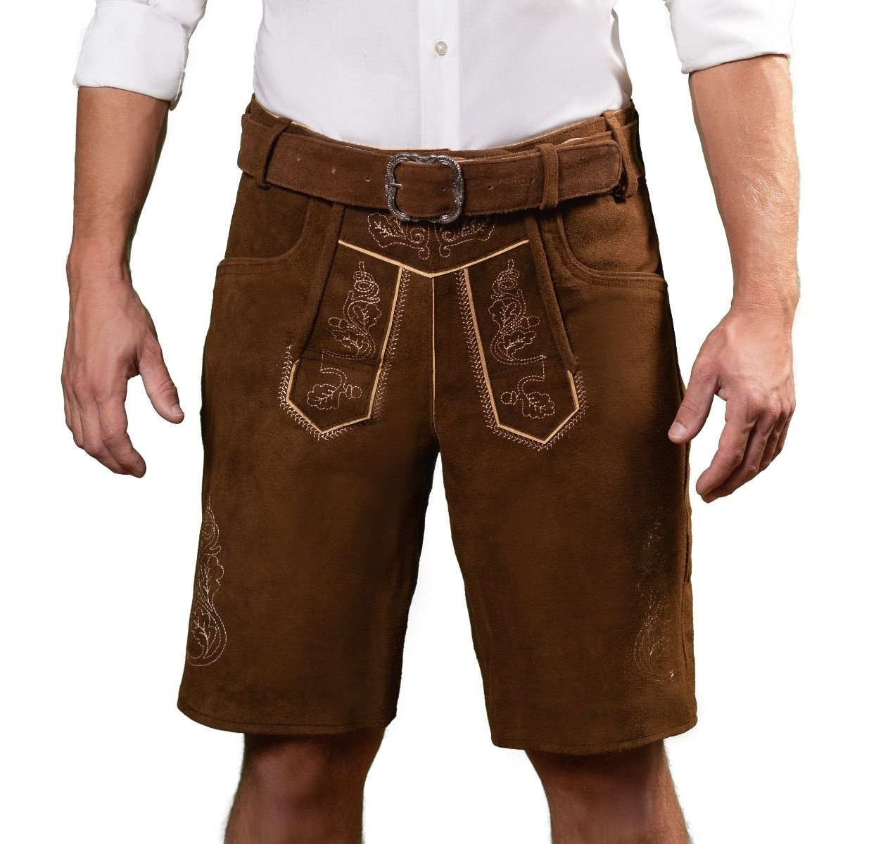 Lederhose Brixental Kort Oktoberfest Heren Carnavalskleding Heren - Leer - Donkerbruin - M