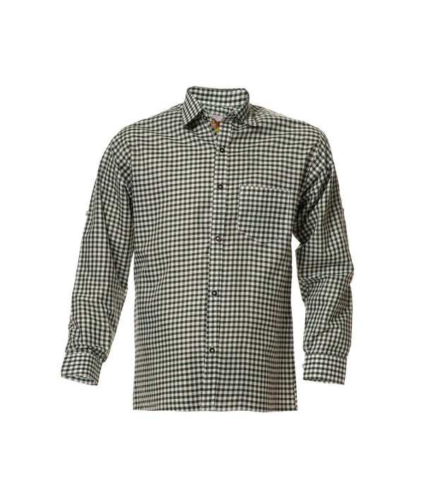 Trachtenhemd Lange Mouw Groen Geblokt Tirol