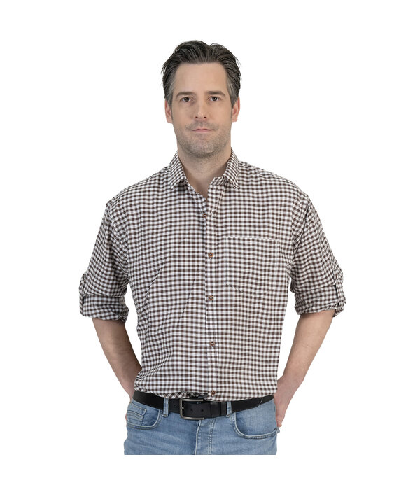 Blouse Heren Bruin/Wit Geblokt