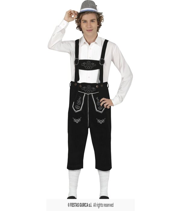 Lederhose Lang Zwart Bruno