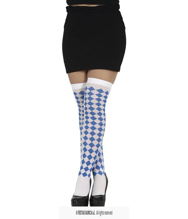 Oktoberfest Kousen Blauw/Wit Geruit