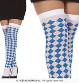 Oktoberfest Kousen Blauw/Wit Geruit