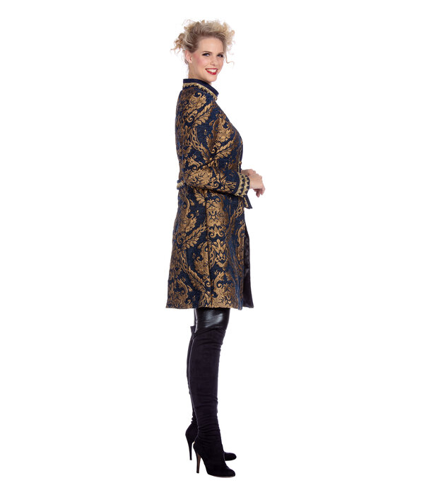 Brokaat Jas Blue Vrouw Luxe