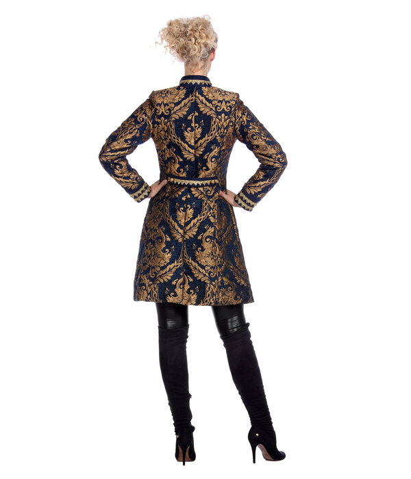 Brokaat Jas Blue Vrouw Luxe