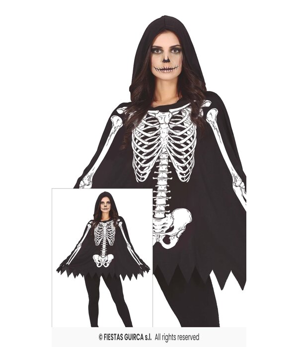 Skelet Poncho met Capuchon