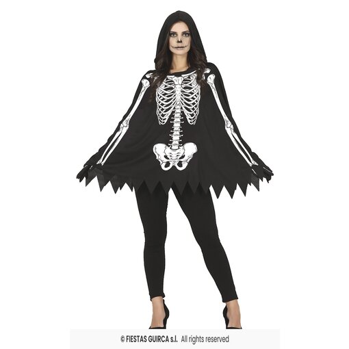 Skelet Poncho met Capuchon