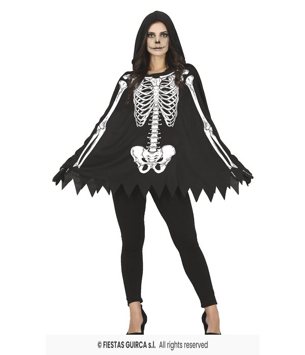 Skelet Poncho met Capuchon