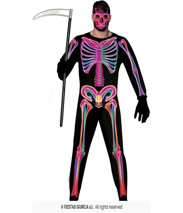 Neon Jumpsuit Zwart Skelet Heren