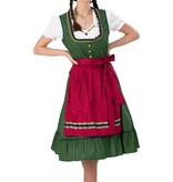 Traditionele Oktoberfest Dirndl Groen/Rood Kristin