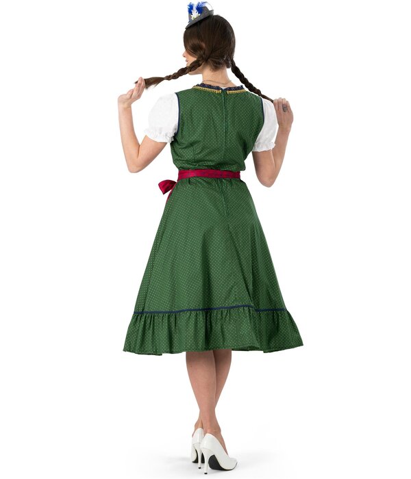 Traditionele Oktoberfest Dirndl Groen/Rood Kristin