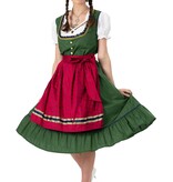 Traditionele Oktoberfest Dirndl Groen/Rood Kristin