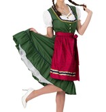 Traditionele Oktoberfest Dirndl Groen/Rood Kristin