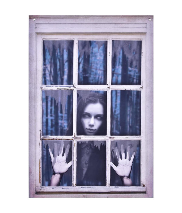 Griezelig Raamdoek Bezeten Vrouw (80x120cm)