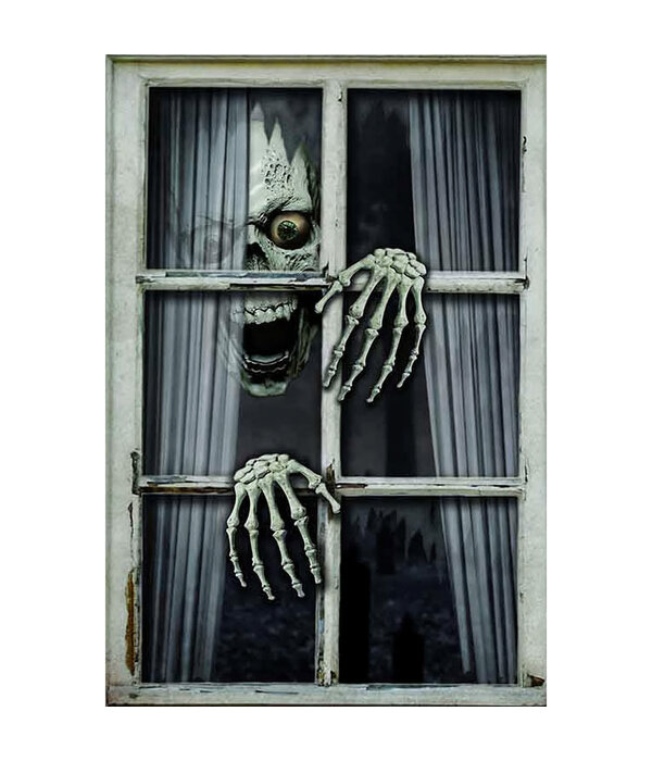 Griezelig Raamdoek Boze Skelet (80x120cm)