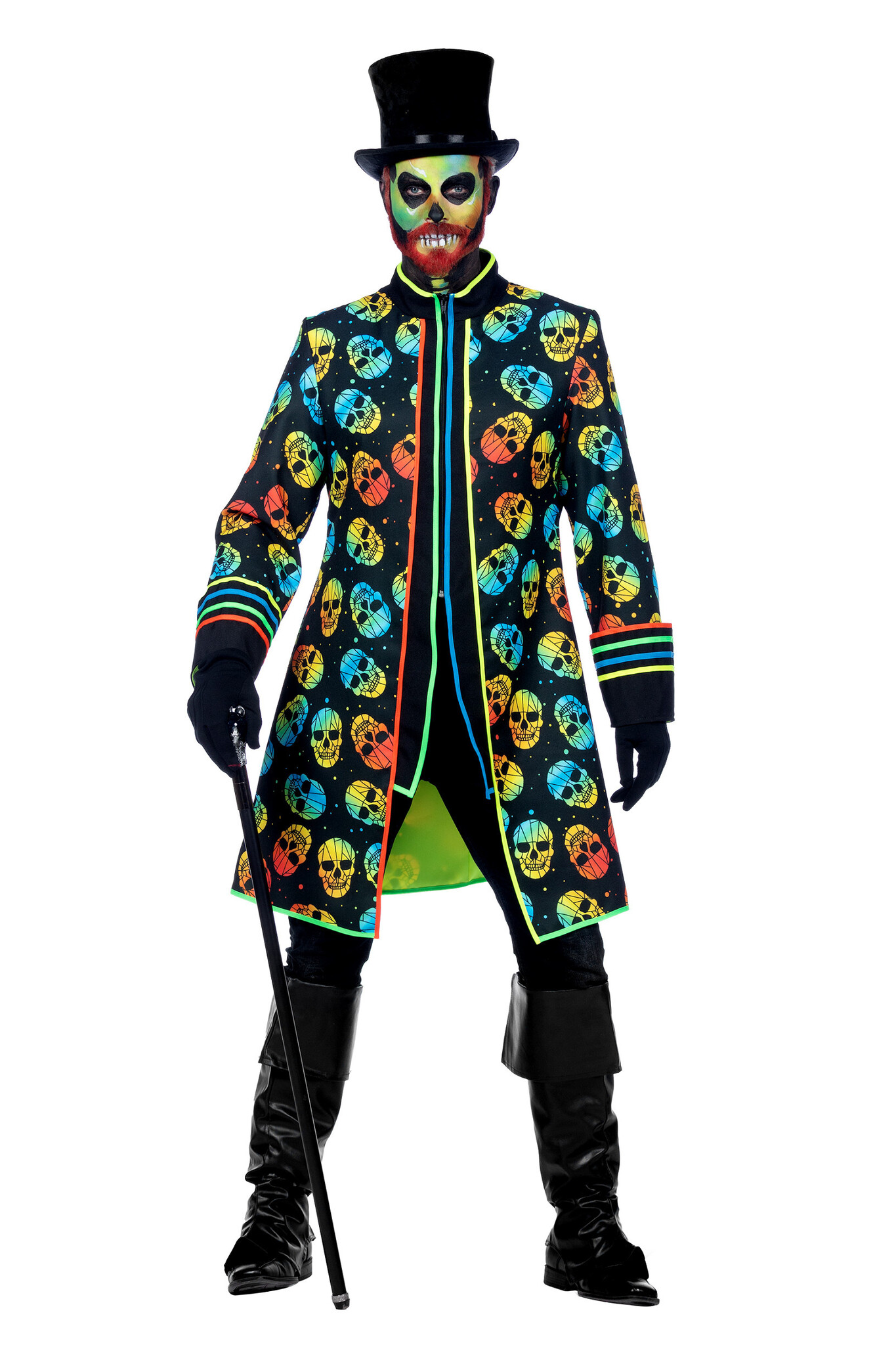 Neon Jas Schedel Halloween Heren afbeelding