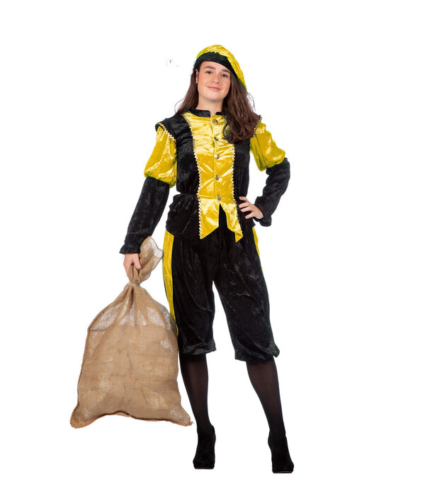 Pieten kostuum Diego zwart/geel