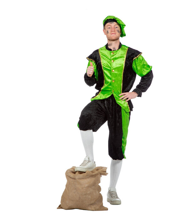 Pieten kostuum Diego zwart/groen